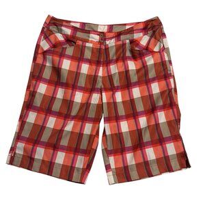 NWOT Callaway Womens Plaid Golf Shorts Size 10 Red Beige Polyester Lightweight